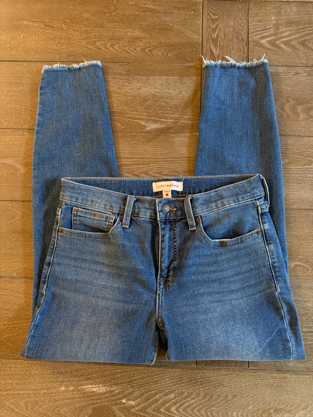 Lucky Brand Ava Mid Rise Skinny Jeans Medium Wash Raw Hem